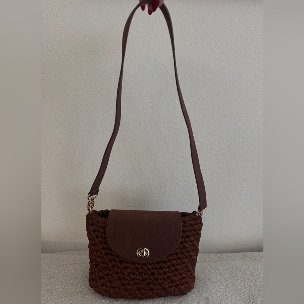 Brown Crochet Shoulder Bag🤎